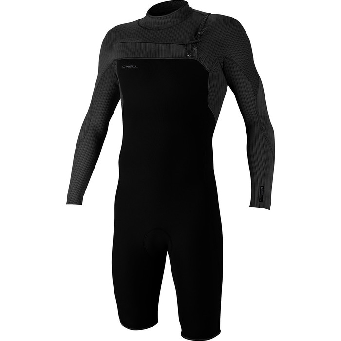 2024 O'Neill Mens Hyperfreak 2mm Long Sleeve Chest Zip GBS Shorty Wetsuit 5496 - Black