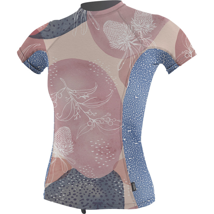 2022 O'neill Lycra Vest De Manga Corta Con Estampado Lateral Para Mujer 5405s - Desert Bloom / Drift Blue