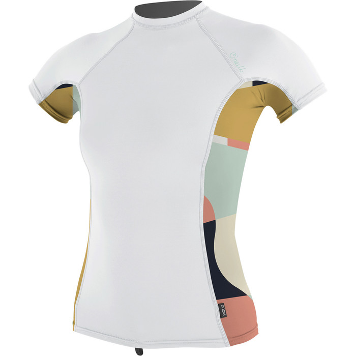 2022 O'Neill Mujer Chaleco Lycra Manga Corta Estampado Lateral 5405S - White / Jasmine