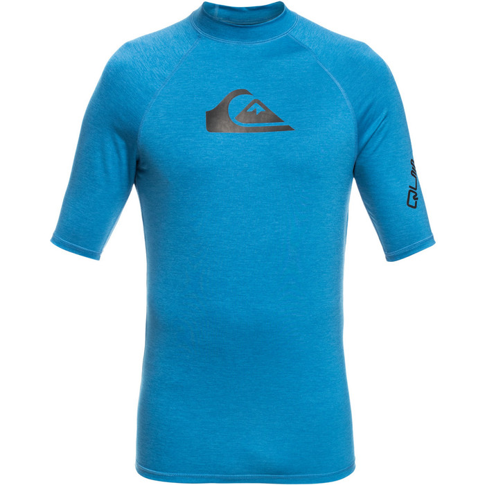 2022 Quiksilver Mens All Time Short Sleeve Rash Vest EQYWR03358 - Vallarta Blue