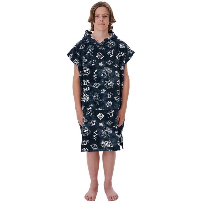 2022 Rip Curl Junior Printed Change Robe / Poncho 003BTO - Black