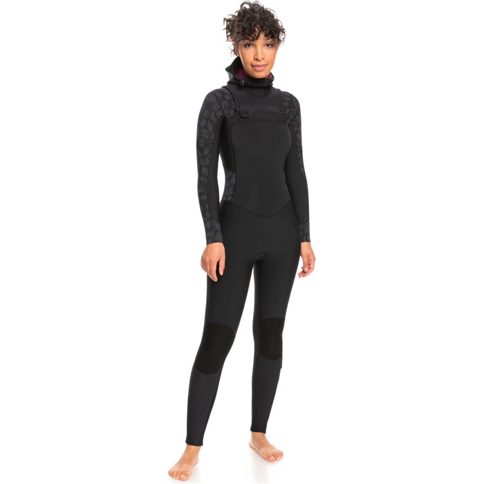 2024 Roxy Womens Swell Series 5/4/3mm Chest Zip Hooded Wetsuit ERJW203012 - Black