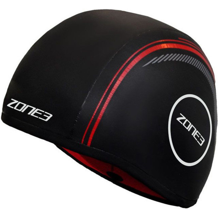 2024 Zone3 Neoprene Strapless Swimming Cap NA18USSC108 - Black / Red