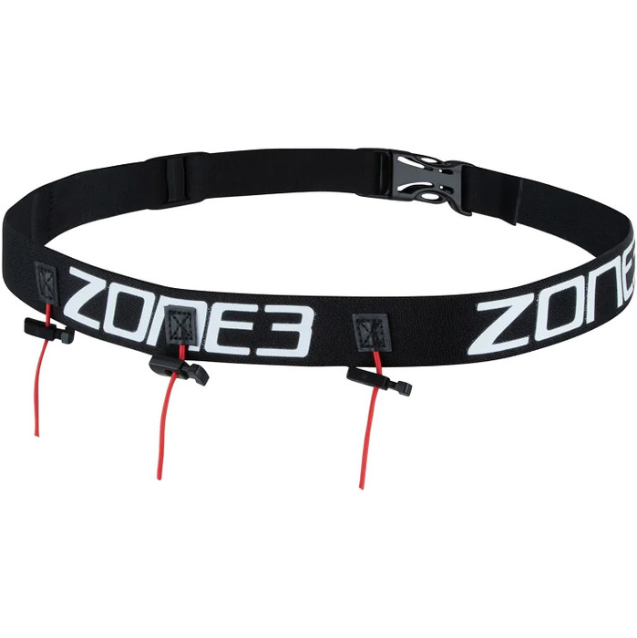 2024 Zone3 Ultimate Race Number Belt With Gel Loops RA18RBGL112 - Black / Red