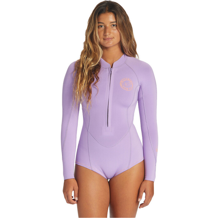 2024 Billabong Womens Salty Dayz Long Sleeve 2mm Shorty Wetsuit ABJW400100  Lilac Love