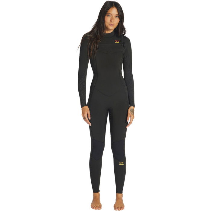 2024 Billabong Womens Synergy 4/3mm Chest Zip Wetsuit ABJW100130 - Wild Black