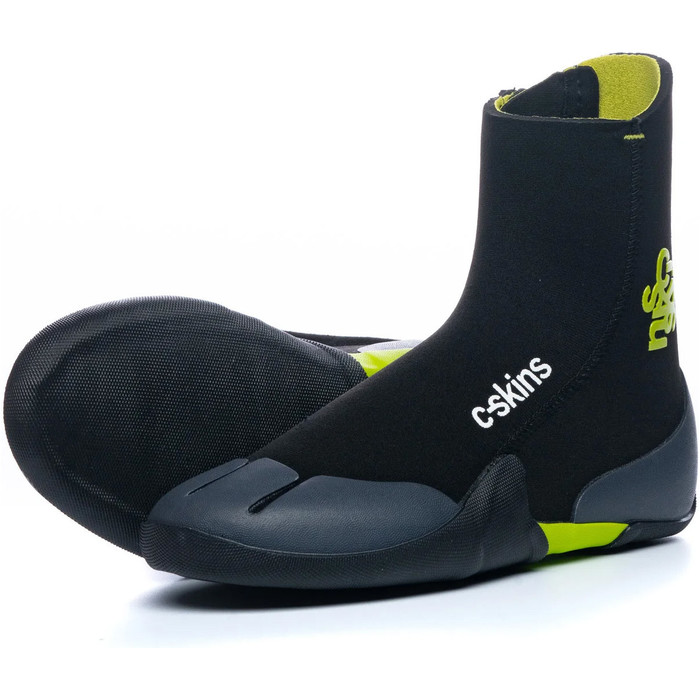 2024 C- Skins Junior Legend 5mm Botines De Neopreno Con Cremallera Y Puntera Redonda C-BOLE5JZ - Black / Flash Green / Charcoal