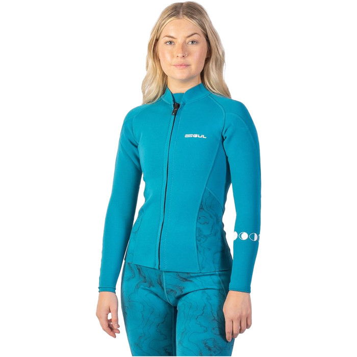 2024 Gul Luna7 Para Mujer Front Zip Chaqueta De Neopreno Sup La6301-c1 - Marbel / Teal