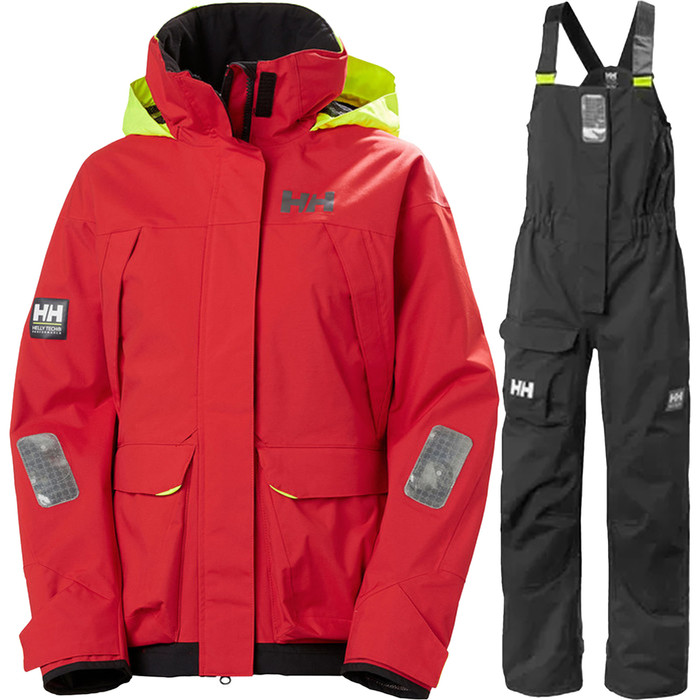 Helly Hansen Mujer Pier Coastal Pier 2024 Conjunto Combinado De Chaqueta De Vela Y Pantaln Con Peto 3417733961 - Rojo / Black