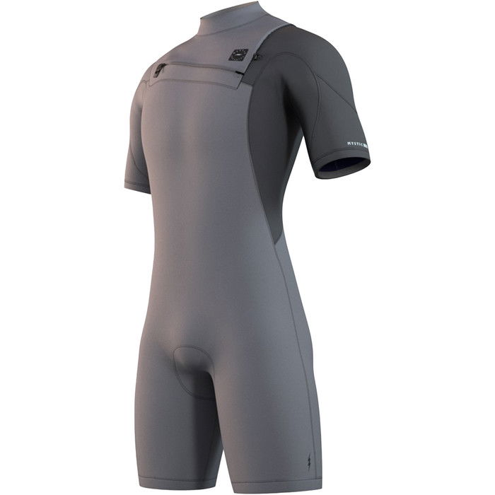 2024 Mystic Mens Marshall 3/2mm Chest Zip Shorty Wetsuit 35000.2301222 - Light Grey