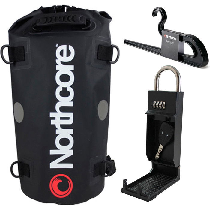 2024 Northcore 40L Dry Bag, Wetsuit Hanger & Keypod Bundle NOCXK - Black