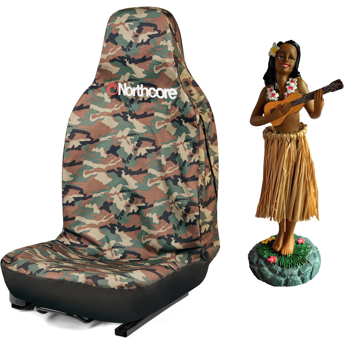 2024 Northcore Waterproof Car Seat Cover & Hawaiian Hula Dashboard Doll Bundle NCHW - Camo