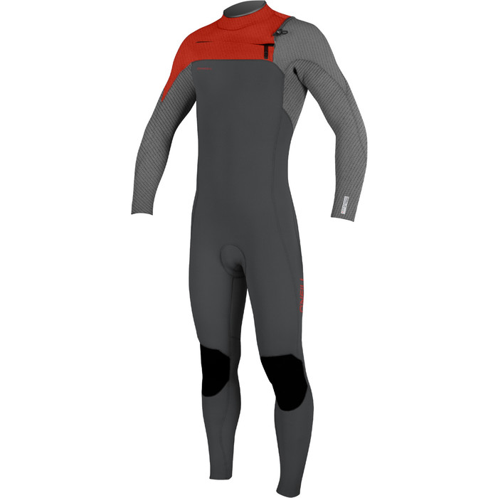 2024 O'Neill Youth Hyperfreak 5/4mm+ Chest Zip GBS Wetsuit 5381 - Raven / Fire Red