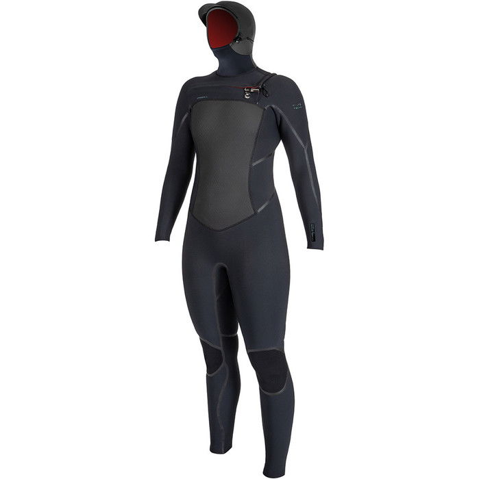 2024 O'Neill Mujer Psycho Tech 6/4mm Chest Zip Con Capucha Neopreno 5548 - Black