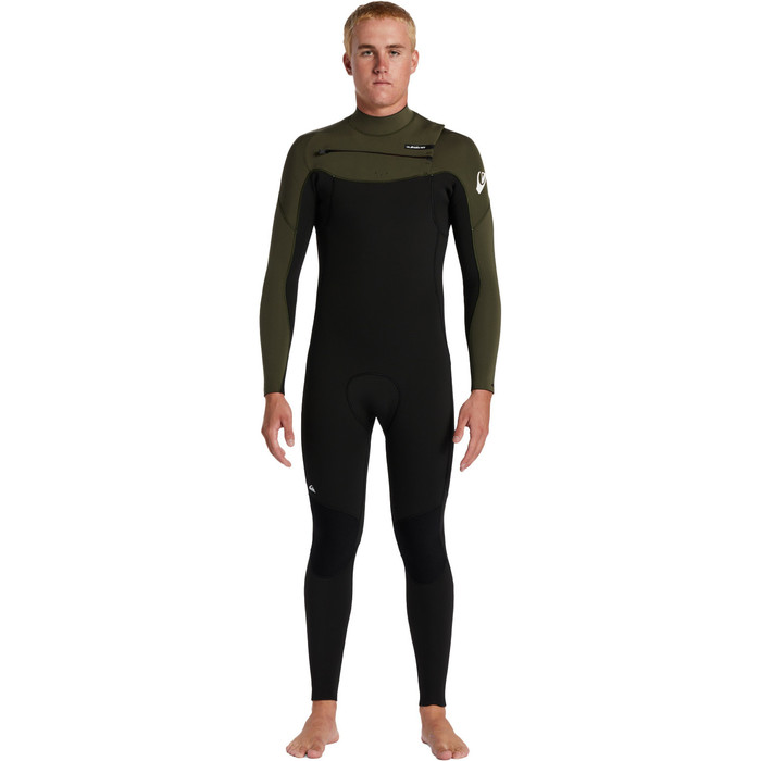 2024 Quiksilver Hombres Everyday Sessions 4/3mm Gbs Chest Zip Neopreno EQYW103201 - Black / Thyme