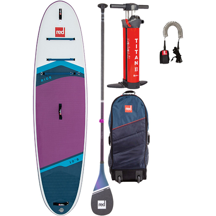 2023 Red Paddle Co 10'6 Ride Stand Up Paddle Board, Bolsa, Palas, Bomba y Correa - Paquete Prime Purple