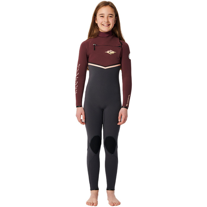 2023 Rip Curl Junior Flashbomb 4/3mm Chest Zip Neopreno 13CBFS - Maroon