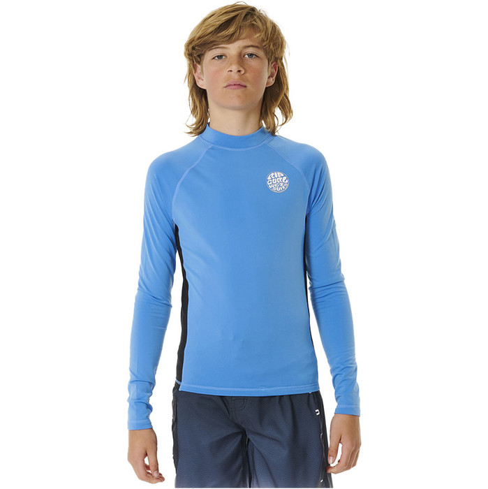 2024 Rip Curl Junior Icons UV Brushed Long Sleeve Rash Vest 11YBRV - Blue Gum