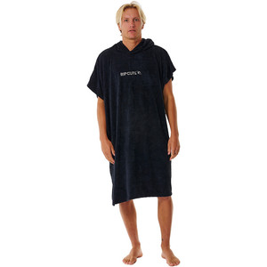 2024 Rip Curl Brand Toalla Con Capucha Cambiador Robe / Poncho 00ZMTO - Black / Gris