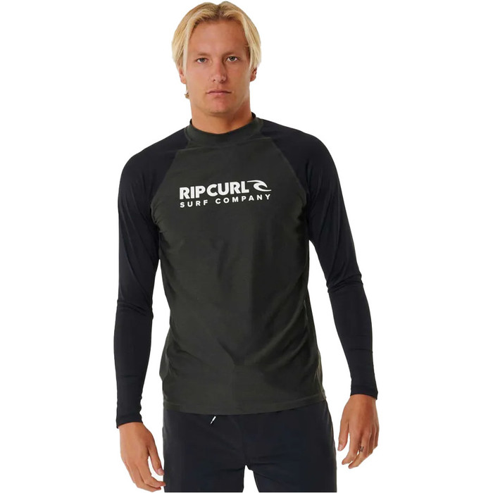 2024 Rip Curl Mens Shock UV Long Sleeve Rash Vest 146MRV - Black Marle