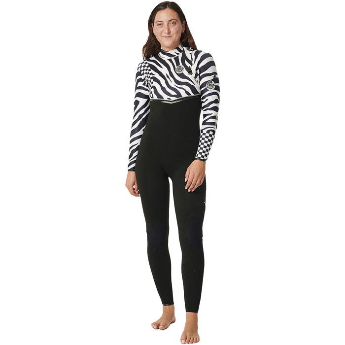 2024 Rip Curl Mujer E-Bomb 3/2mm Zip Free Neopreno 14NWFS - Black / White