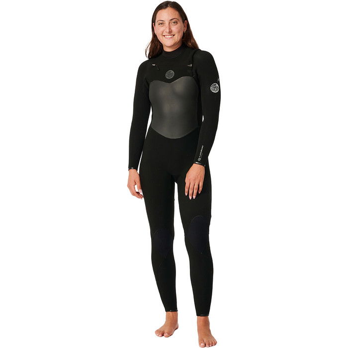 2024 Rip Curl Womens Flashbomb 4/3mm Chest Zip Wetsuit 14FWFS - Black