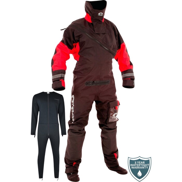 2023 Typhoon Max B Drysuit & Underfleece 100168 - Black / Red