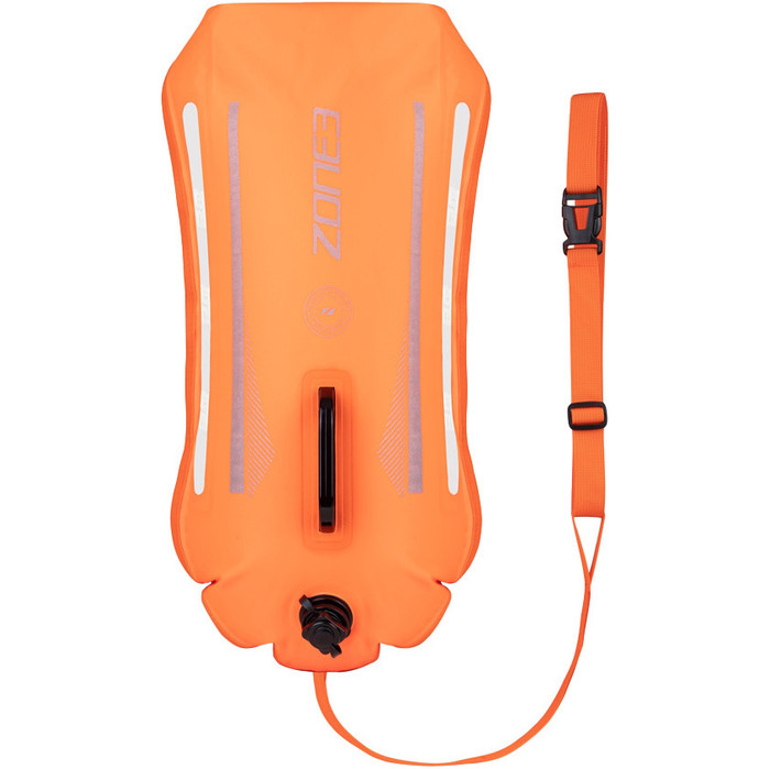 2024 Zone3 Recycled 2 LED Light 28L Backpack Swim Safety Buoy & Dry Bag SA23R2LBP113 - Hi-Vis Orange