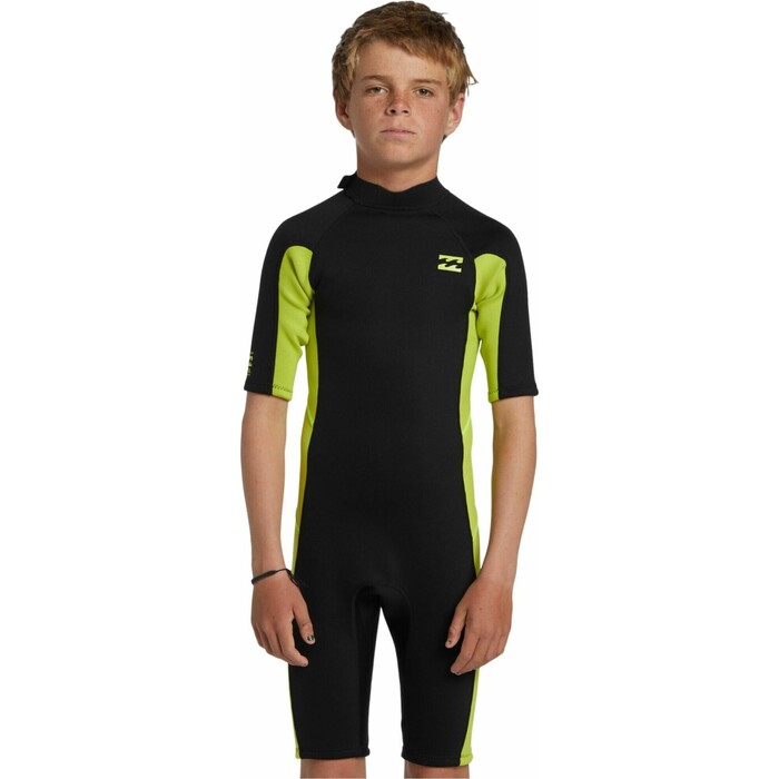 2024 Billabong Boys Foil 2mm Back Zip Shorty Wetsuit ABBW500113 - Fluro Lime