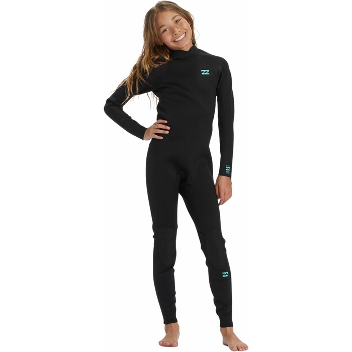 2024 Billabong Junior Foil 3/2mm Flatlock Back Zip Neopreno ABBW100141 - Black