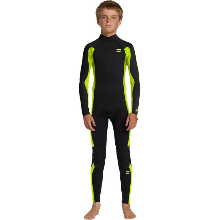 2024 Billabong Junior Foil 3/2mm Back Zip Neopreno ABBW100141 - Fluro Lime