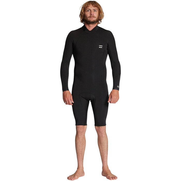 2024 Billabong Hombres Absolute 2/2mm Back Zip Manga Larga Shorty Neopreno ABYW400121 - Black