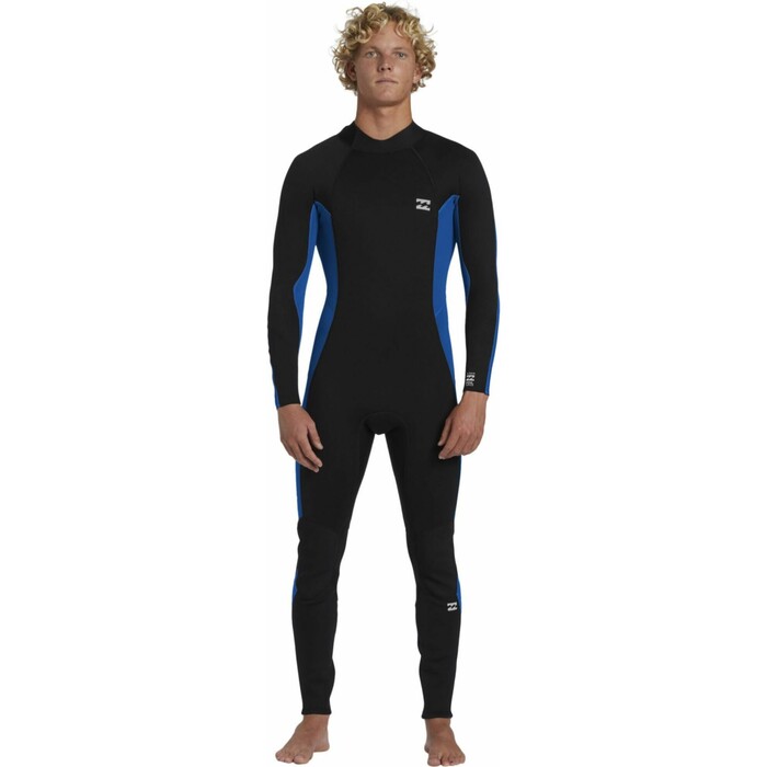 2024 Billabong Mens Foil 3/2mm Flatlock Back Zip Wetsuit ABYW100233 - Mid Blue