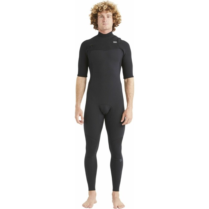 2024 Billabong Hombres Revolution 2mm Chest Zip Manga Corta Neopreno ABYW300108 - Black