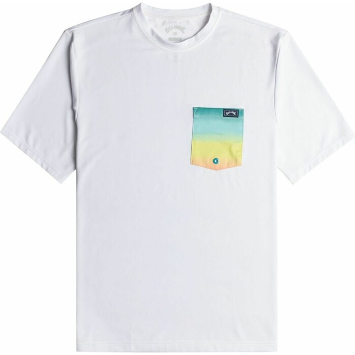 2024 Billabong Hombres Camiseta De Surf De Manga Corta Con Bolsillo Team UV50 EBYWR03004 - White