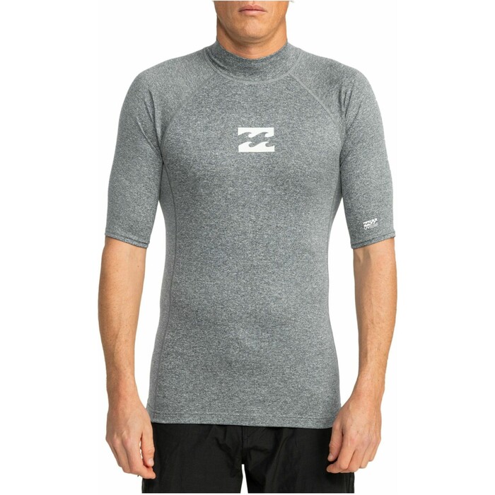 2024 Billabong Mens Waves All Day UV50 Short Sleeve Rash Vest EBYWR00101 - Dark Grey Heather