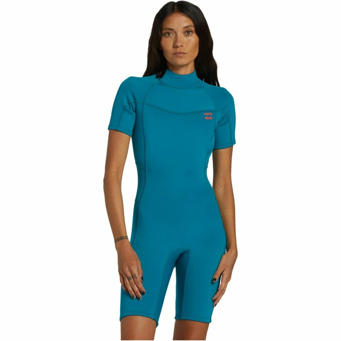 2024 Billabong Womens Foil 2mm Back Zip Shorty Wetsuit ABJW500112 - Marine