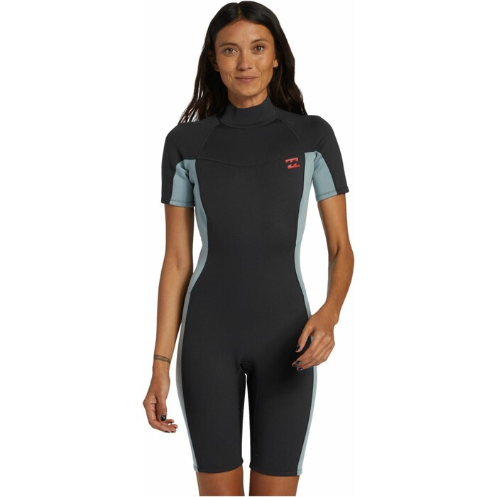 2024 Billabong Womens Foil 2mm Back Zip Shorty Wetsuit ABJW500112 - Washed Black