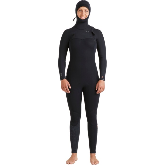 2024 Billabong Womens Furnace Natural 5/4mm Hooded Chest Zip Wetsuit ABJW100218 - Black