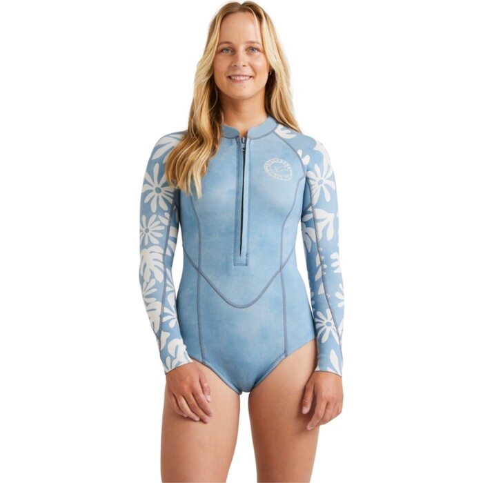 2024 Billabong Mujer Salty Dayz Natural 2mm Manga Larga Traje De Primavera ABJW400129 - Blue Shadow