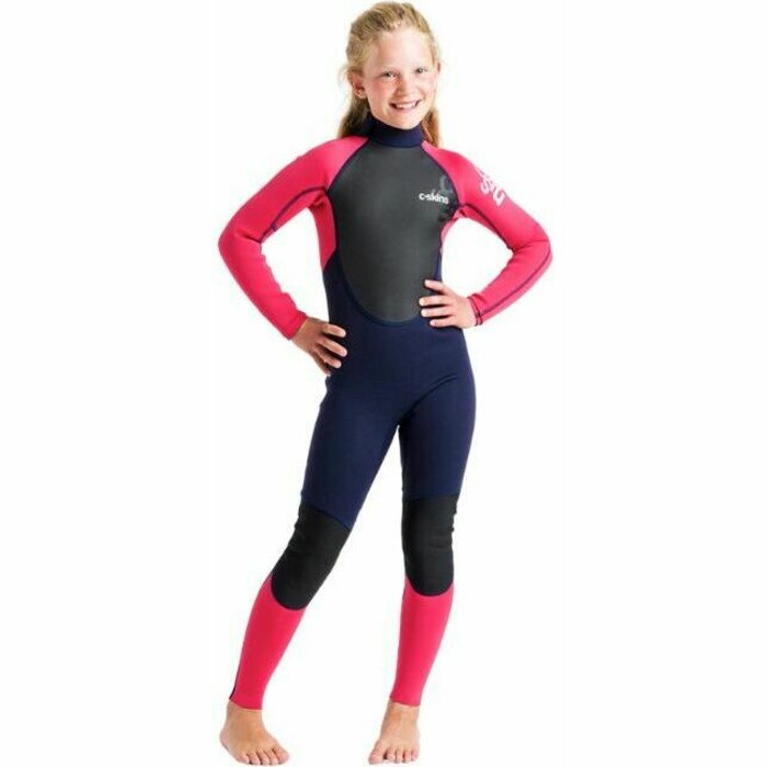 2024 C-Skins Junior Element 3/2mm Back Zip Neopreno C-EL32STJ - Slate / Coral / Multi