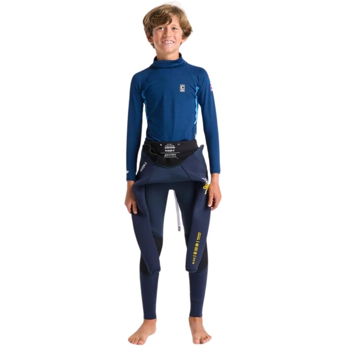 2024 C-Skins Junior NuWave X Long Sleeve Rash Vest C-NLYLSJ - Slate Navy / Cyan / Multi