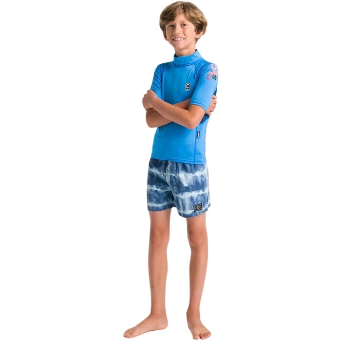 2024 C-Skins Junior NuWave X Short Sleeve Rash Vest C-NLYSSJ - Cyan / Slate / Multi