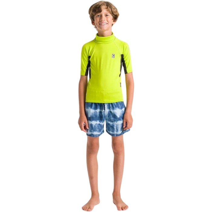 2024 C-Skins Junior NuWave X Short Sleeve Rash Vest C-NLYSSJ - Lime / Anthracite / Multi