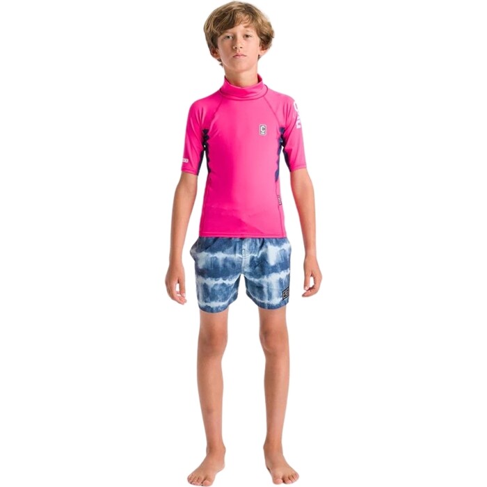 2024 C-Skins Junior NuWave X Short Sleeve Rash Vest C-NLYSSJ - Lipstick / Slate / Multi