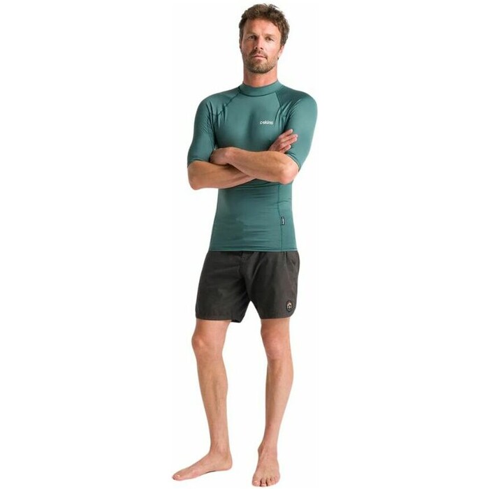 2024 C-Skins Mens NuWave UV Basics Short Sleeve Rash Vest C-NLYSSMC - Dark Sage