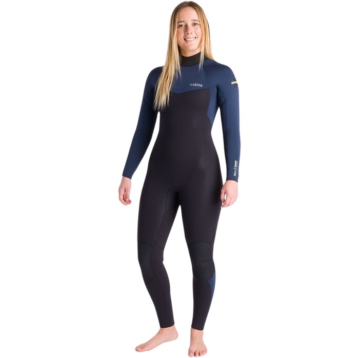 2024 C-Skins Womens NuWave Surflite 5/4/3mm Back Zip Wetsuit C-NSL54WBZ - Black / Bluestone / Cool Green