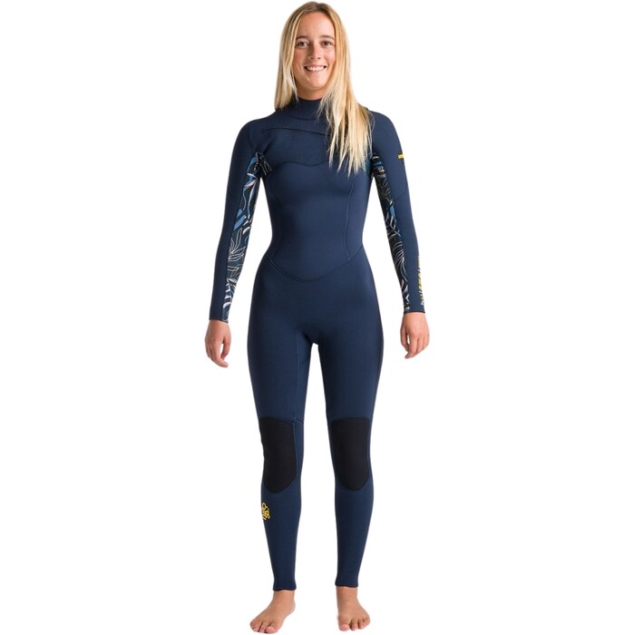 2024 C-Skins Womens NuWave Solace 4/3mm Chest Zip Wetsuit C-NSO43WCZ - Bluestone X / Tropical