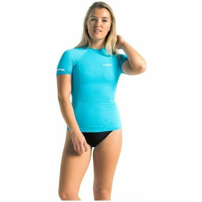 2024 C- Skins Mujer UV Skins Basics Chaleco De Lycra De Manga Corta C-LYSSWC - Ocean Azul / White