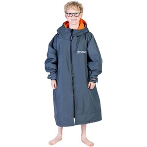 2024 Dryrobe Advance Junior Long Sleeve Changing Robe V3KSLSDA - Dark Grey / Orange